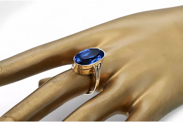 Ring Sapphire 14K Yellow gold Vintage style vrc113y